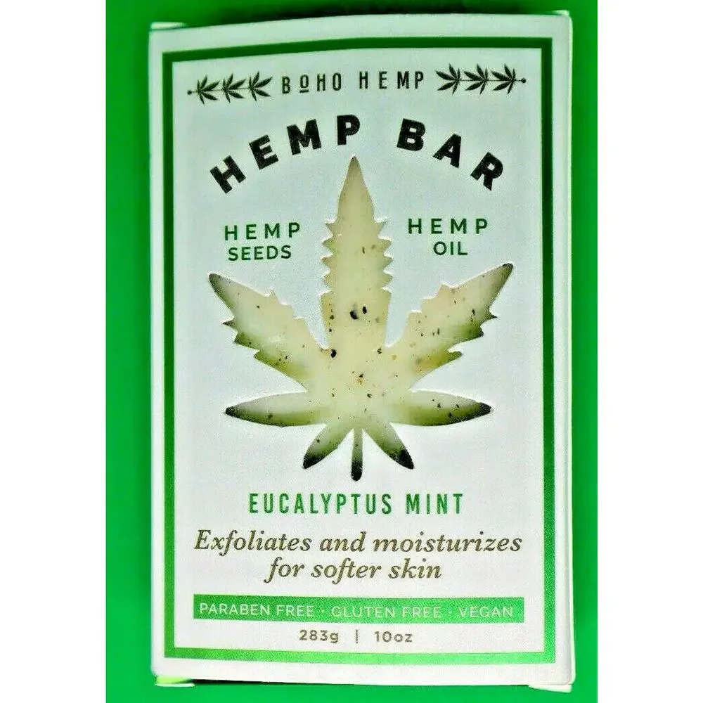 Boho Hemp Bar Soap Eucalyptus Mint with Hemp Seeds & Oil 10oz/283g